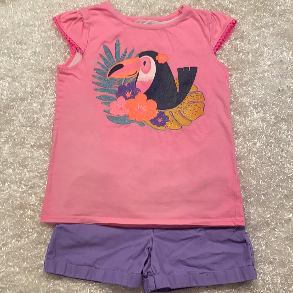 Girl’s Tropical Toucan Summer Outfit (Size 6x)